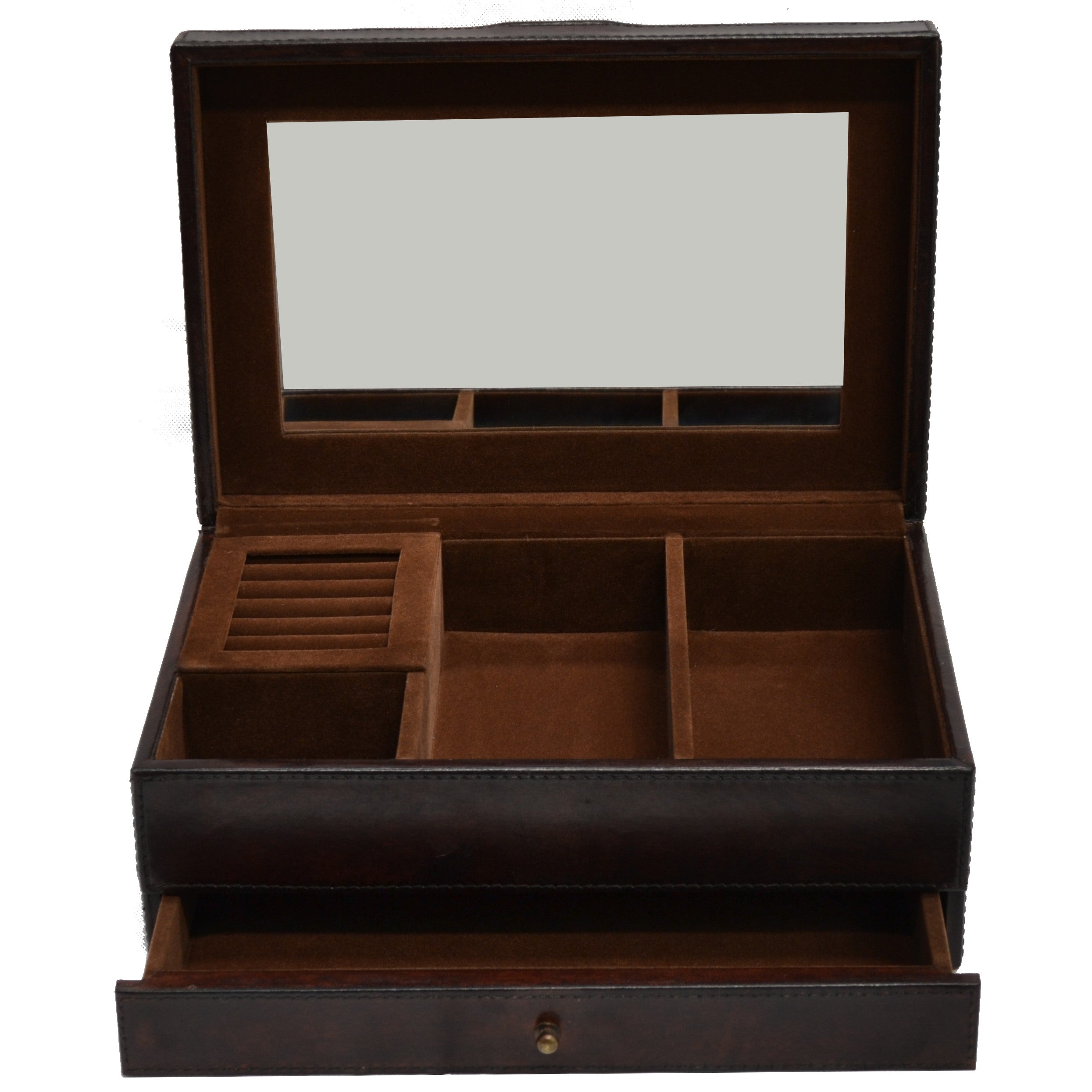 Leather Jewelry Box - 1 Drawer LARGE (Available in 3 Colors)