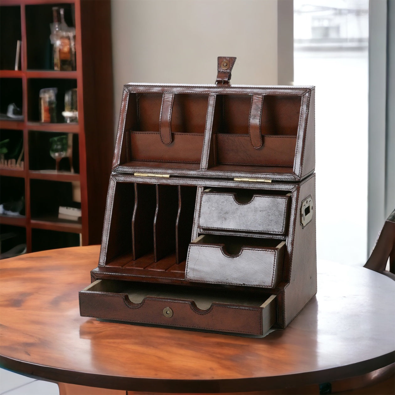 Leather Stationery Organiser Box (Available in 2 Colors)