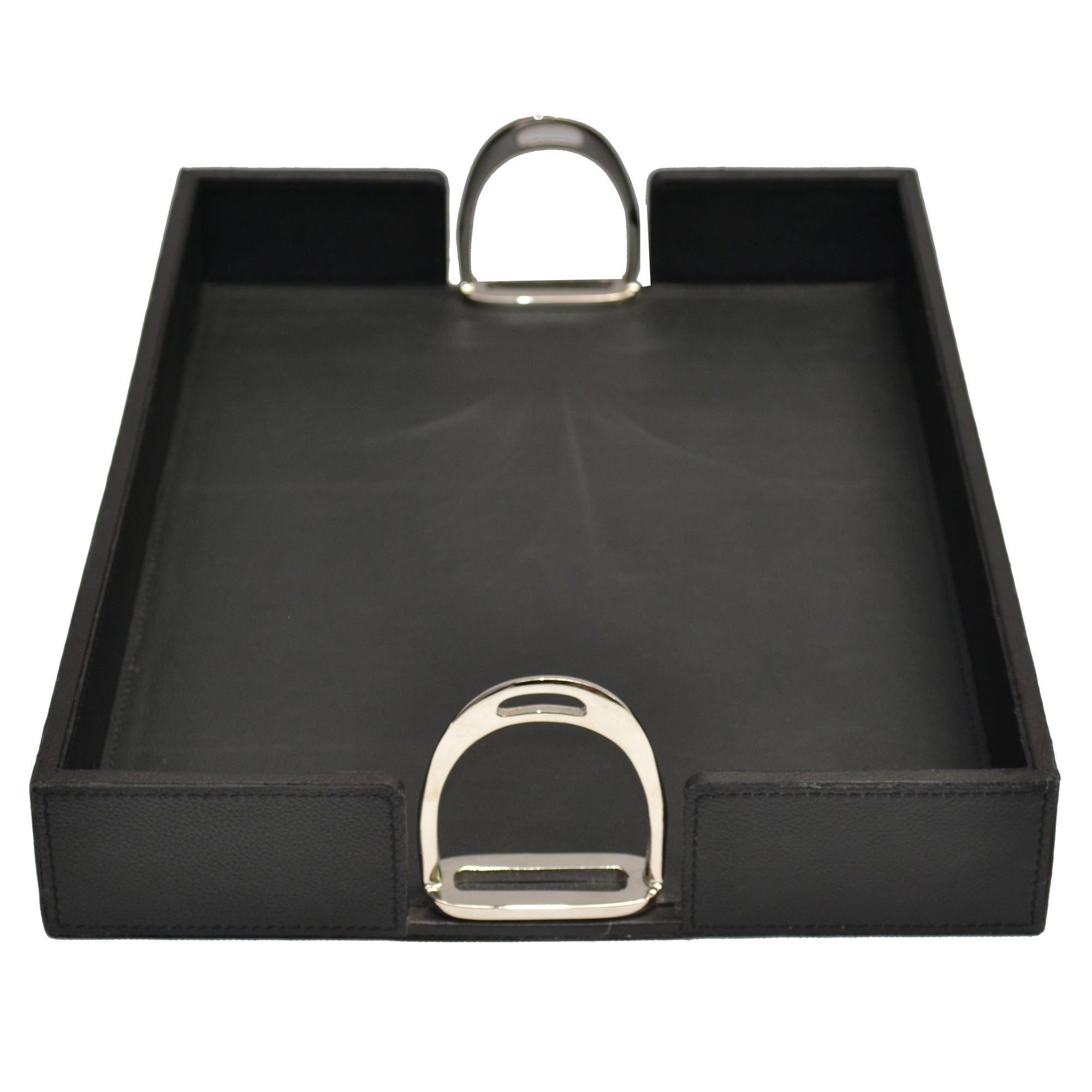 Leather Tray with Metal Stirrup Handles (Available in 3 Colors)