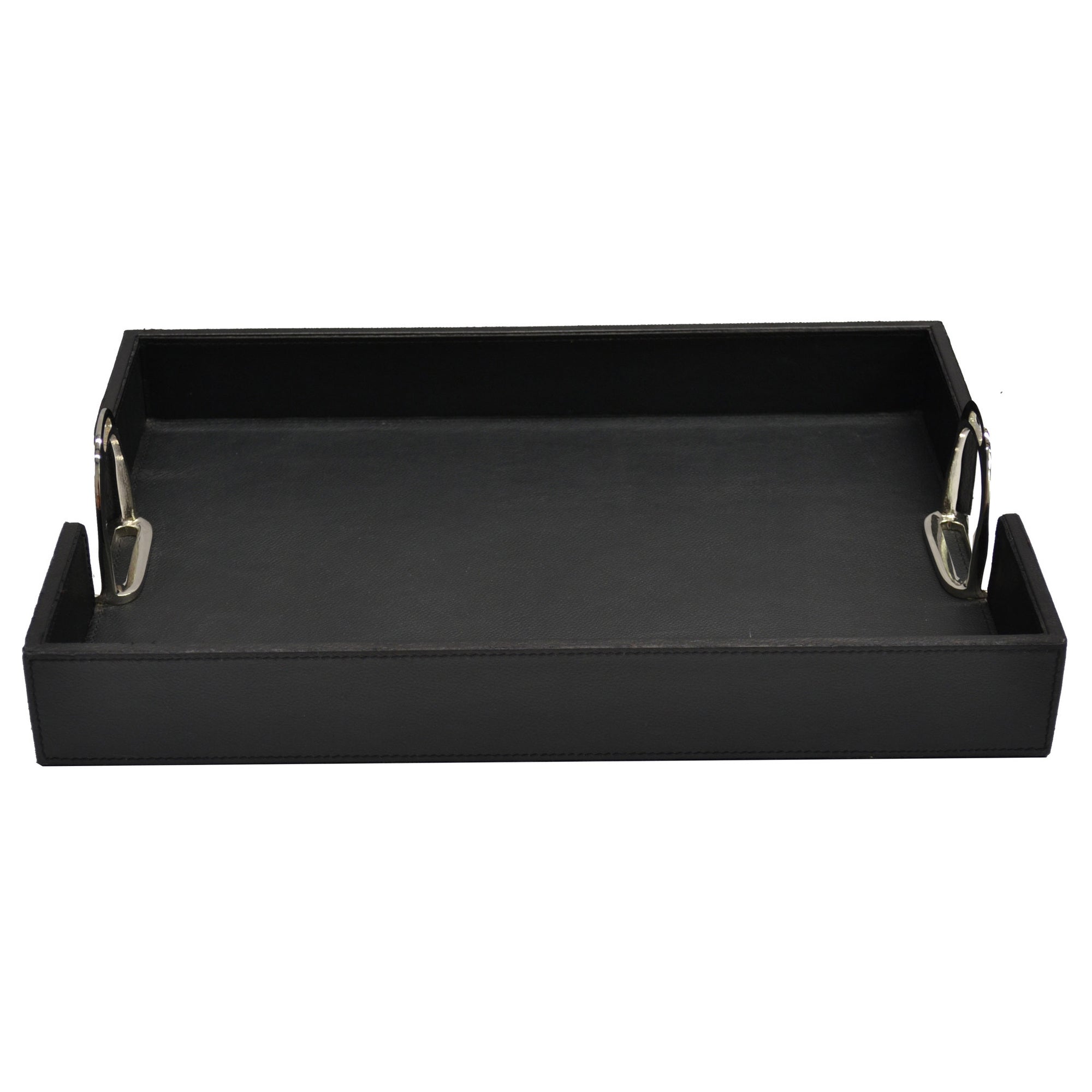Leather Tray with Metal Stirrup Handles (Available in 3 Colors)