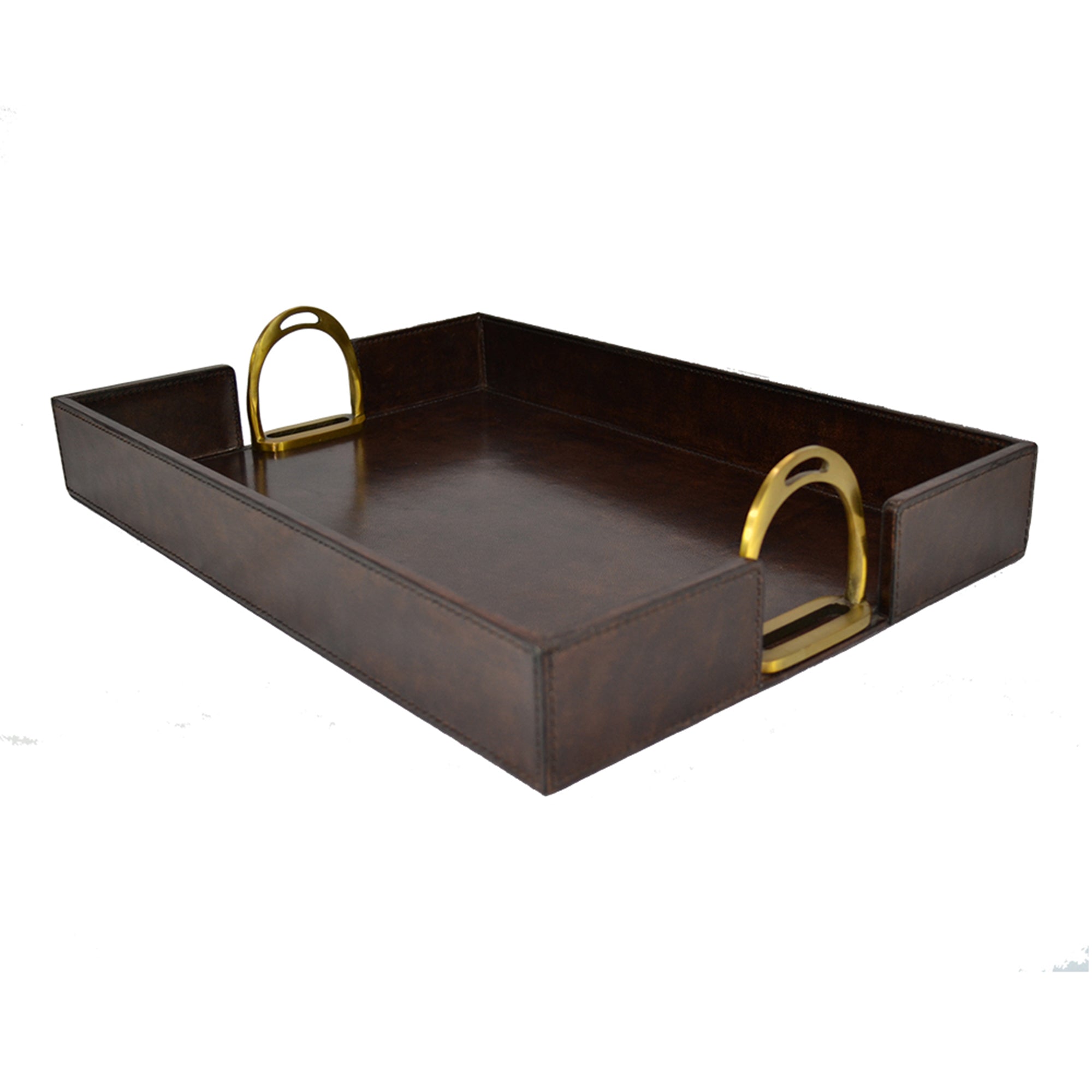 Leather Tray with Metal Stirrup Handles (Available in 3 Colors)