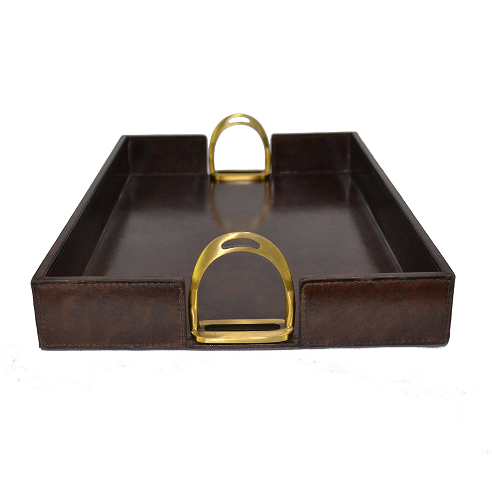 Leather Tray with Metal Stirrup Handles (Available in 3 Colors)
