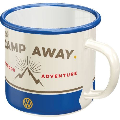 "VW Bulli - Lets Camp Away" Enamel Coffee Mug