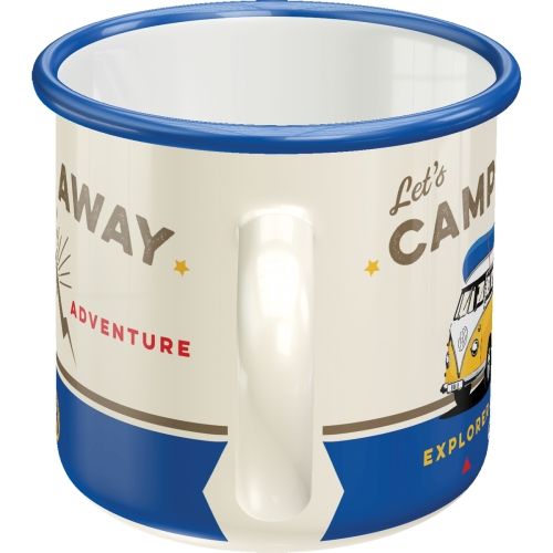 "VW Bulli - Lets Camp Away" Enamel Coffee Mug
