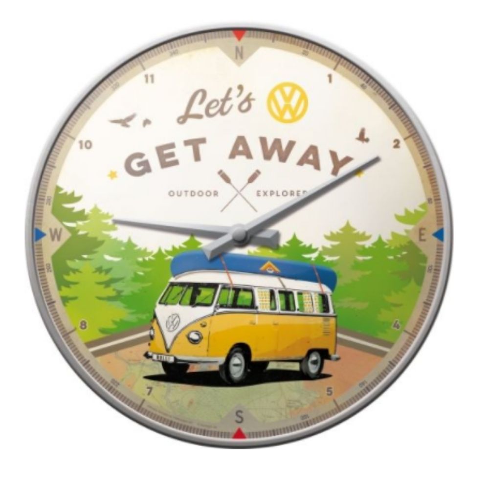 Volkswagen Bulli Let's Get Away Wall Clock
