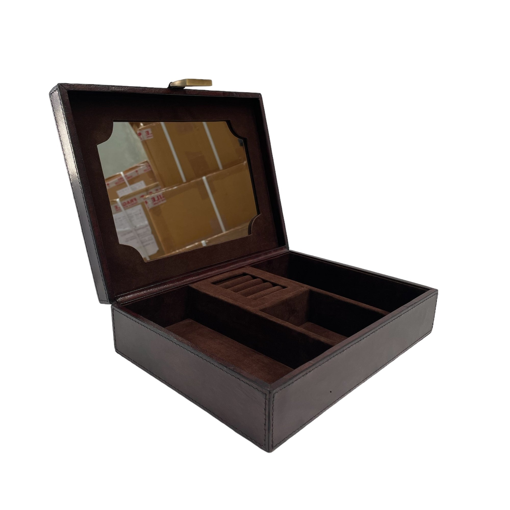 Luxe Leather Jewelry Box With Mirror & Stirrup (Available in 2 colors)