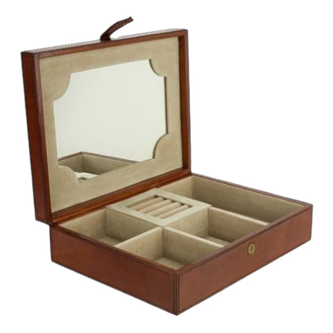 Luxe Leather Jewelry Box With Mirror & Stirrup (Available in 2 colors)