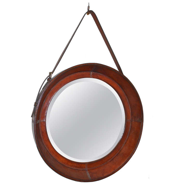 55cms Elegant Round Leather Frame Mirror (Available in 3 Colors)