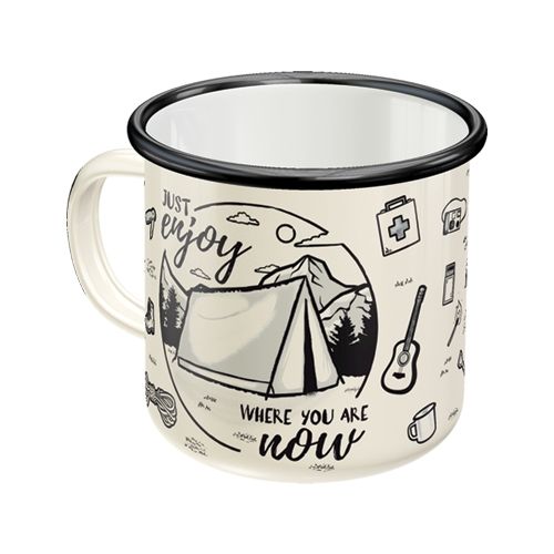 "The Mountains Are Calling" Enamel Coffee Mug