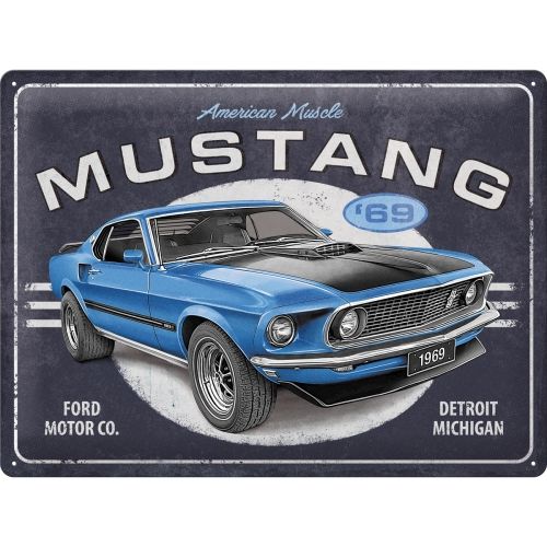 Ford Mustang 1969 Mach 1 Blue Special Edition Metal Sign