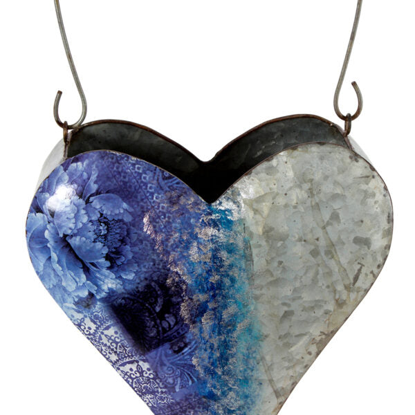Natures Art' Blue Heart Hanging Planter Pot