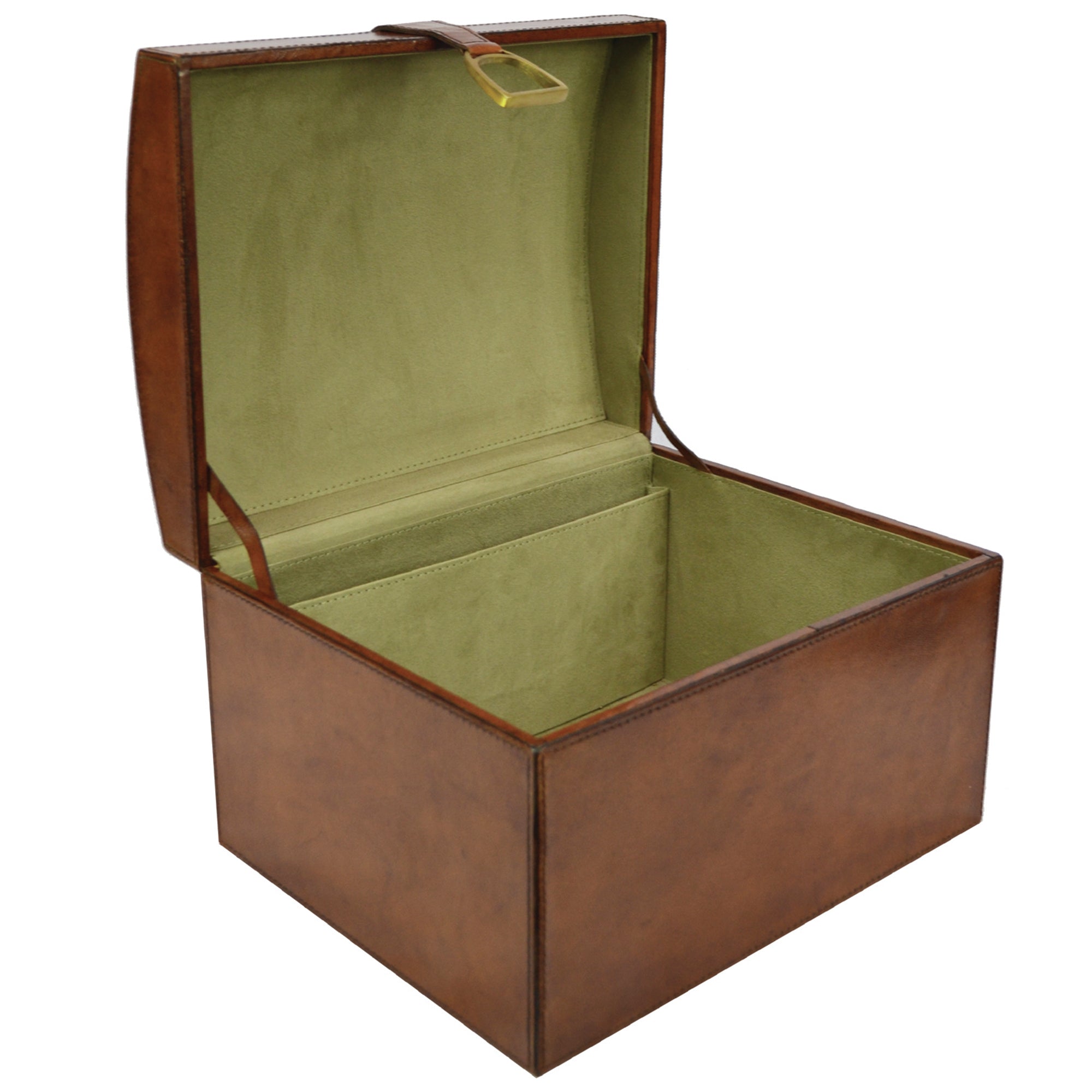 Oval Top Leather Trunk Box With Stirrup (Available in 2 Colors)