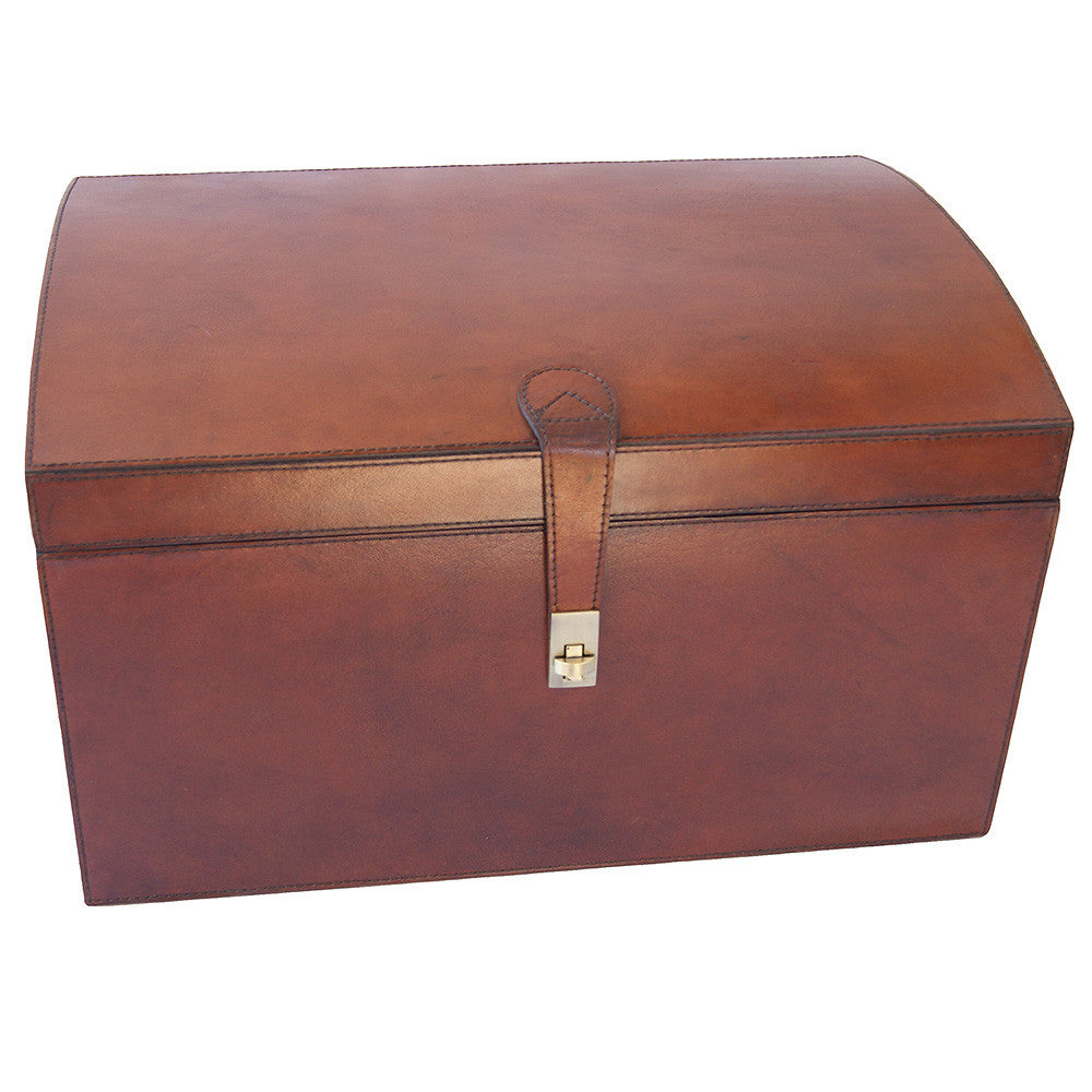 Oval Top Leather LARGE Trunk Box (Available in 3 Colors)