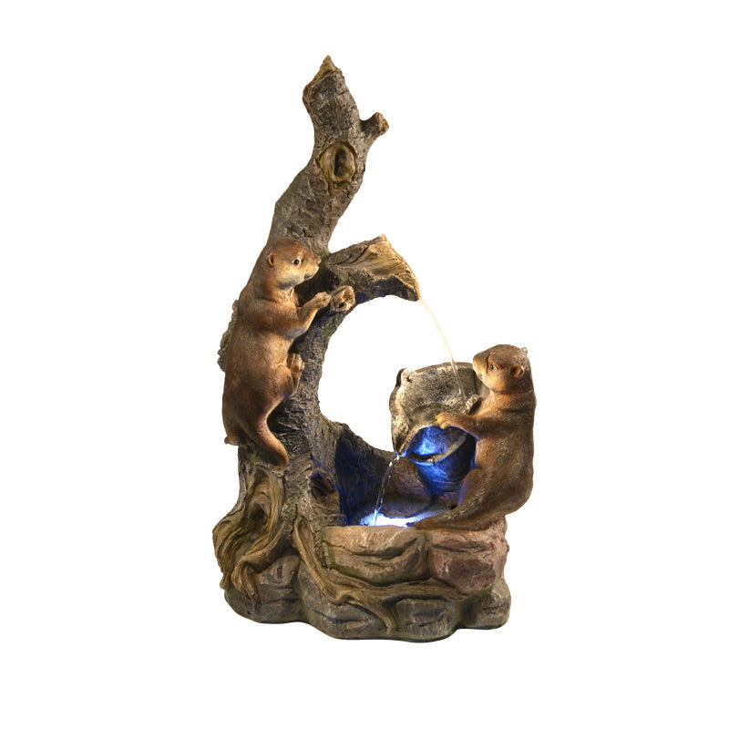 Playful Otters Patio Water Fountain