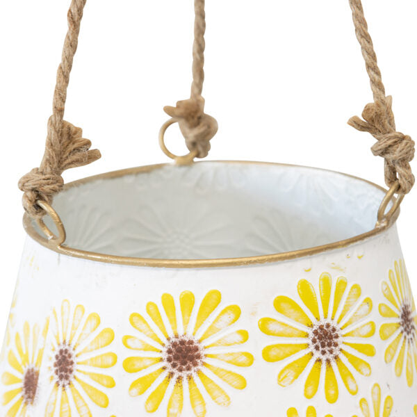 Pressed Metal Artificial Plants on Daisy Hanging Planter