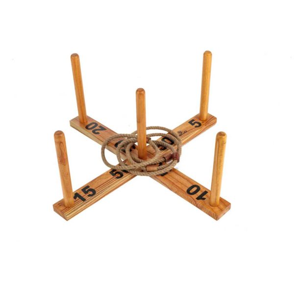 Quoits Wooden Rope Ring Toss Outdoor Game 40cm