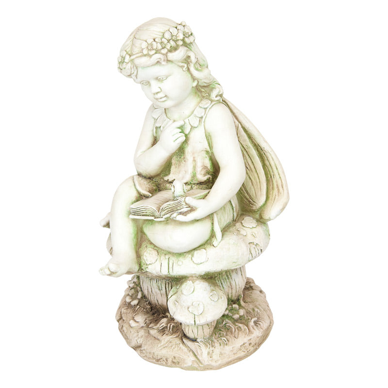 Reading Mushroom Fairy Statue