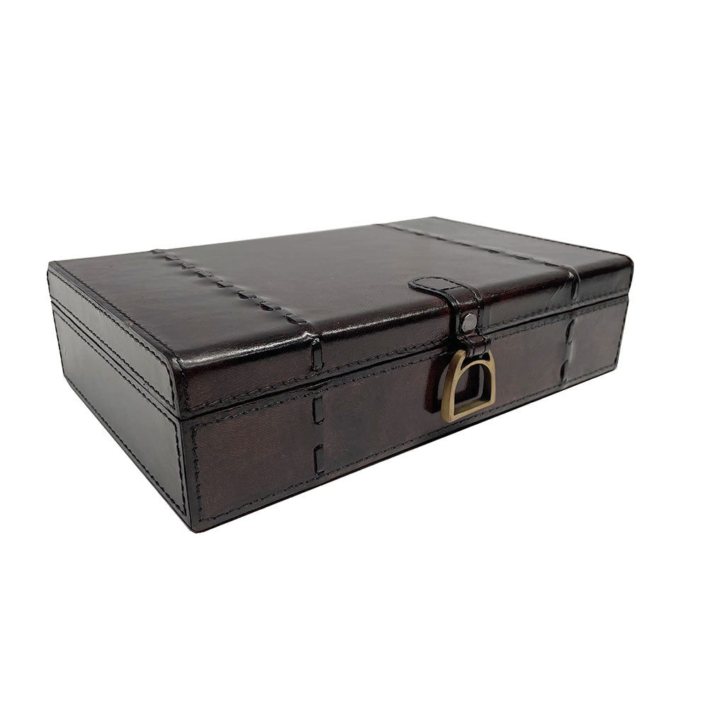 Rectangle Leather Jewelry Box With Stirrups (Available in 2 colors)