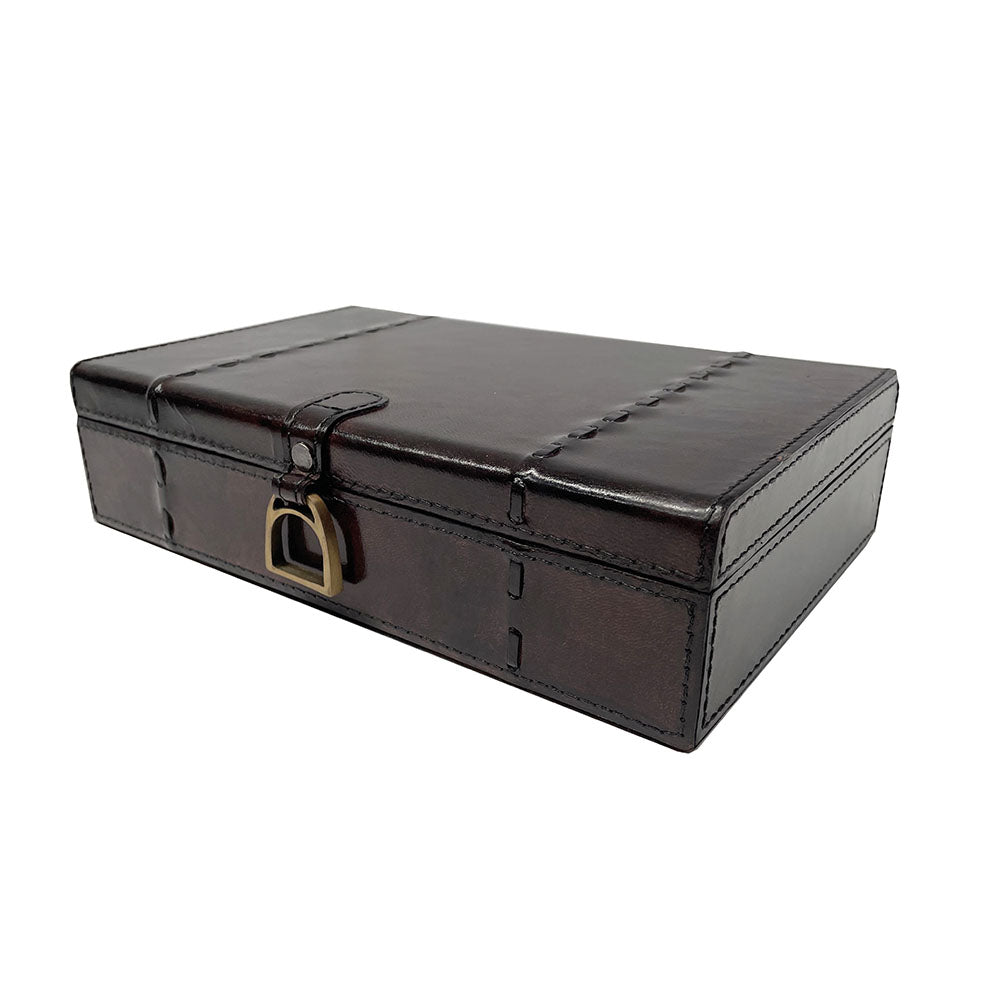 Rectangle Leather Jewelry Box With Stirrups (Available in 2 colors)