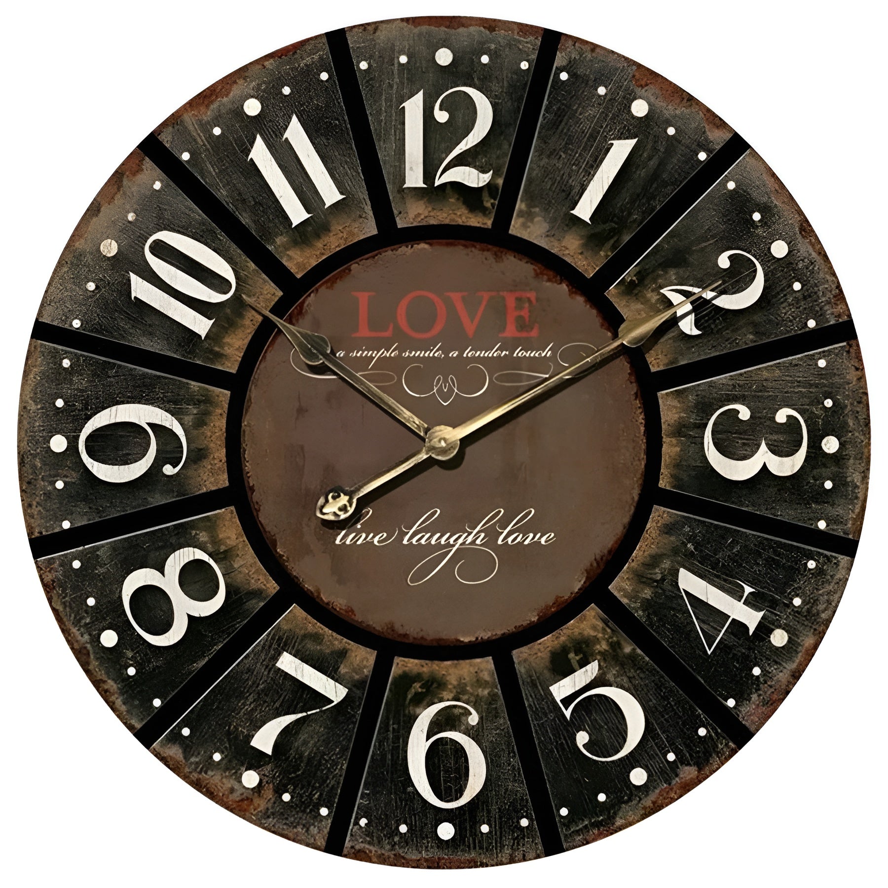 Round Charcoal Wall Clock With "Love"