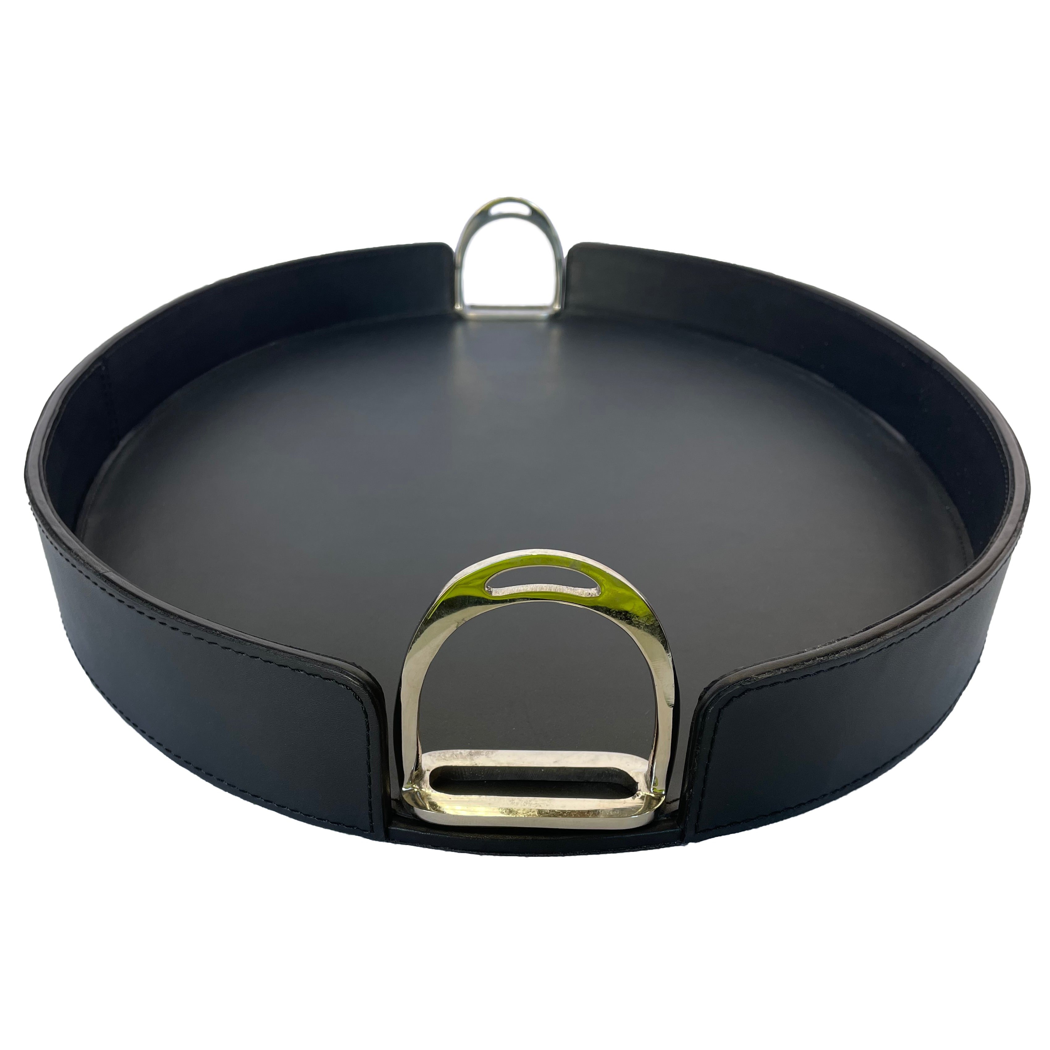 Oval Leather Tray with Stirrup Handles (Available in 3 Colors)