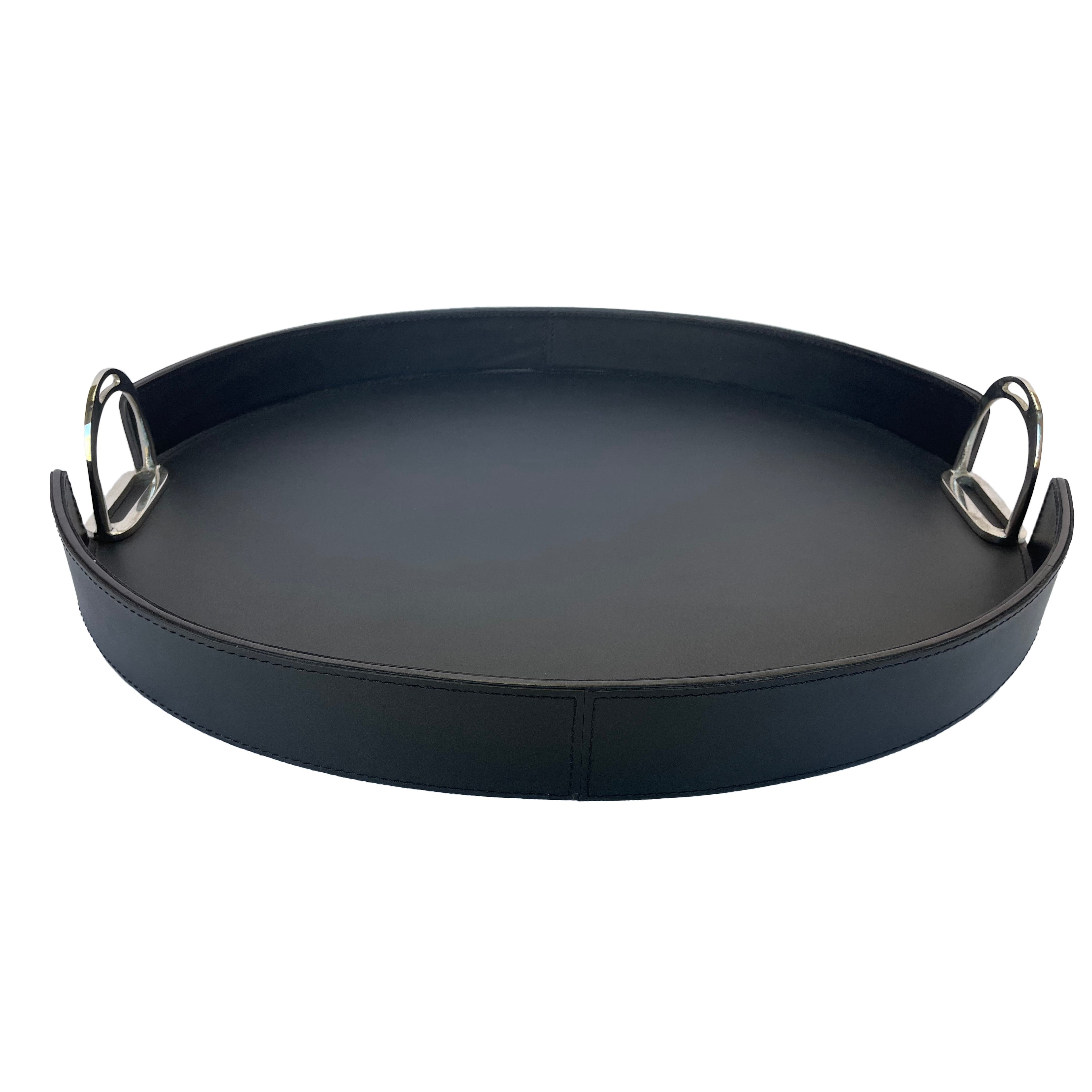 Oval Leather Tray with Stirrup Handles (Available in 3 Colors)
