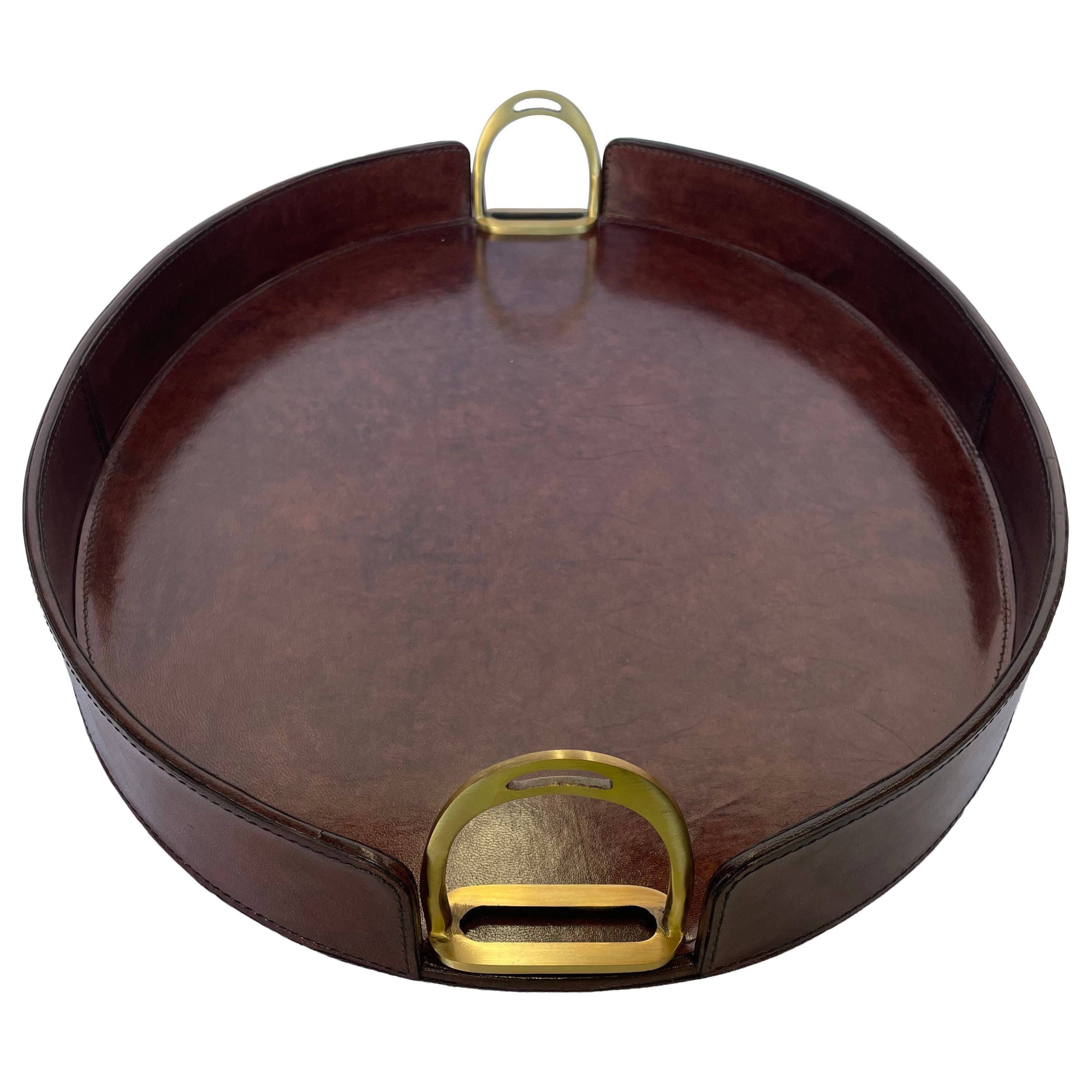 Oval Leather Tray with Stirrup Handles (Available in 3 Colors)