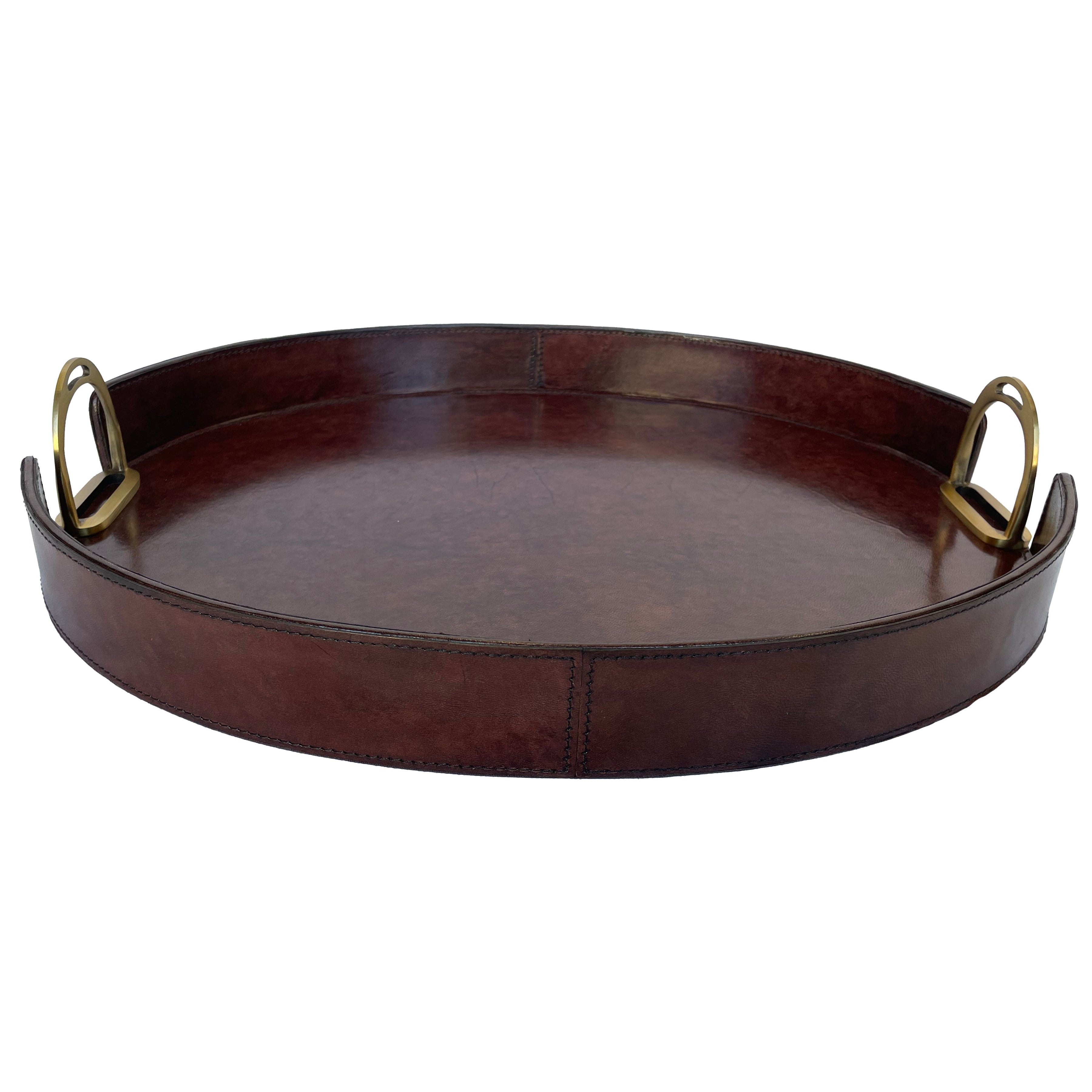Oval Leather Tray with Stirrup Handles (Available in 3 Colors)