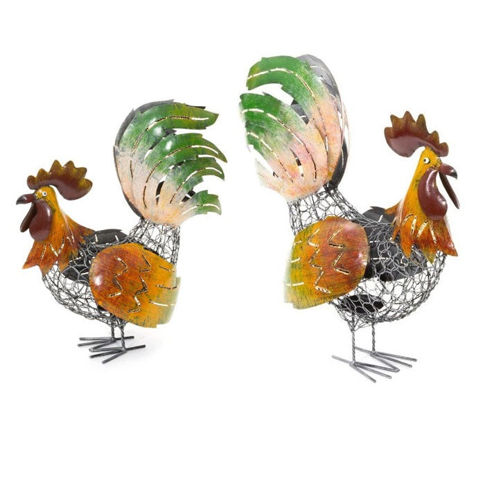 Set of 2 Roosters Candle Holders