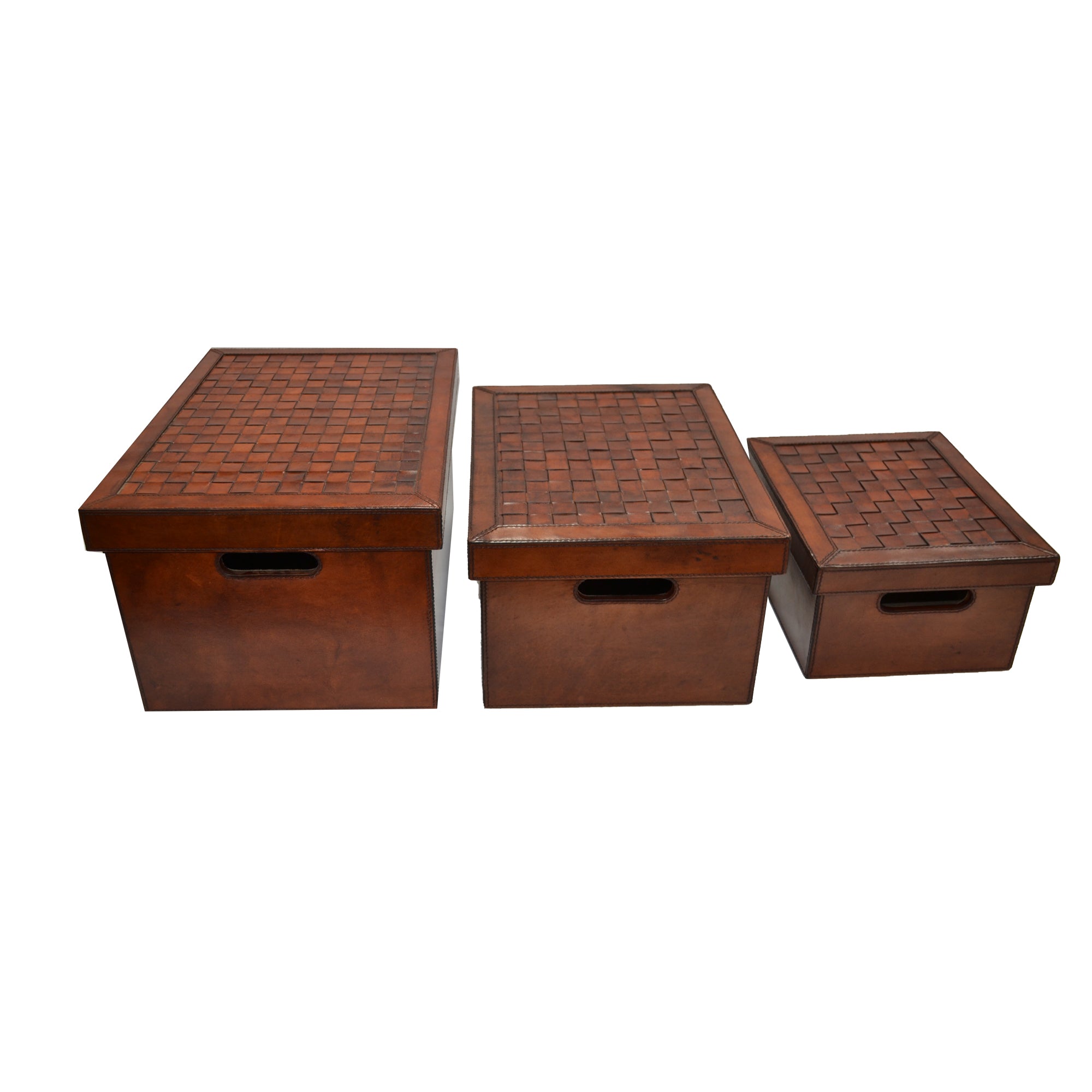 Set of 3 Checkered Nesting Trunk Boxes