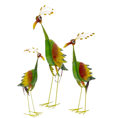 Set of 3 Crested Crane Family Candle Holders