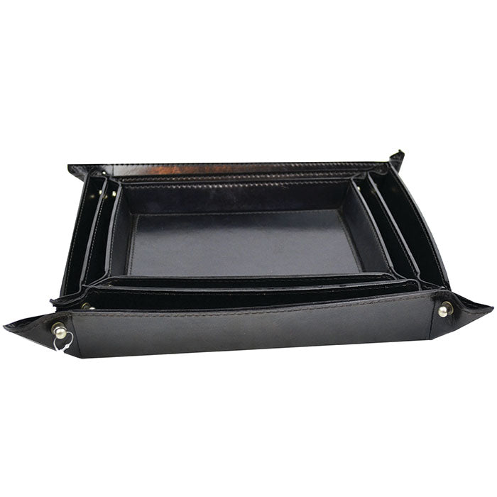 Set of 3 Rectangular Nesting Leather Trinket Trays (Available in 5 Colors)