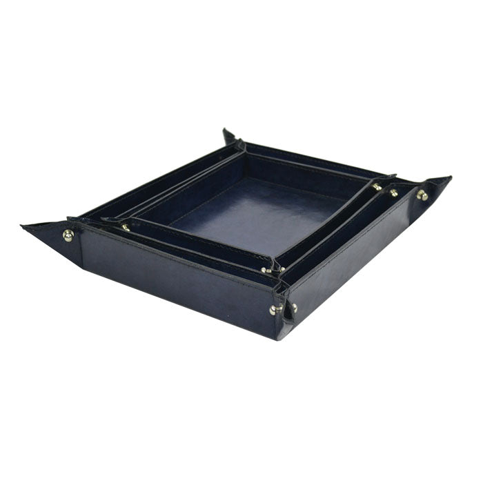 Set of 3 Rectangular Nesting Leather Trinket Trays (Available in 5 Colors)