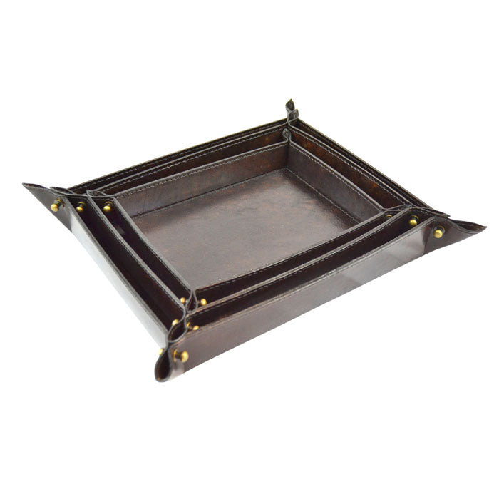 Set of 3 Rectangular Nesting Leather Trinket Trays (Available in 5 Colors)