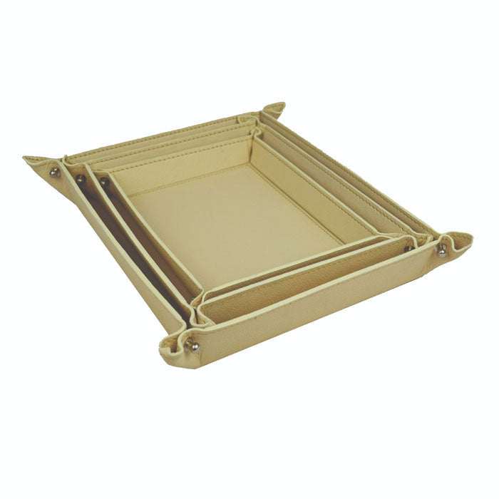 Set of 3 Rectangular Nesting Leather Trinket Trays (Available in 5 Colors)