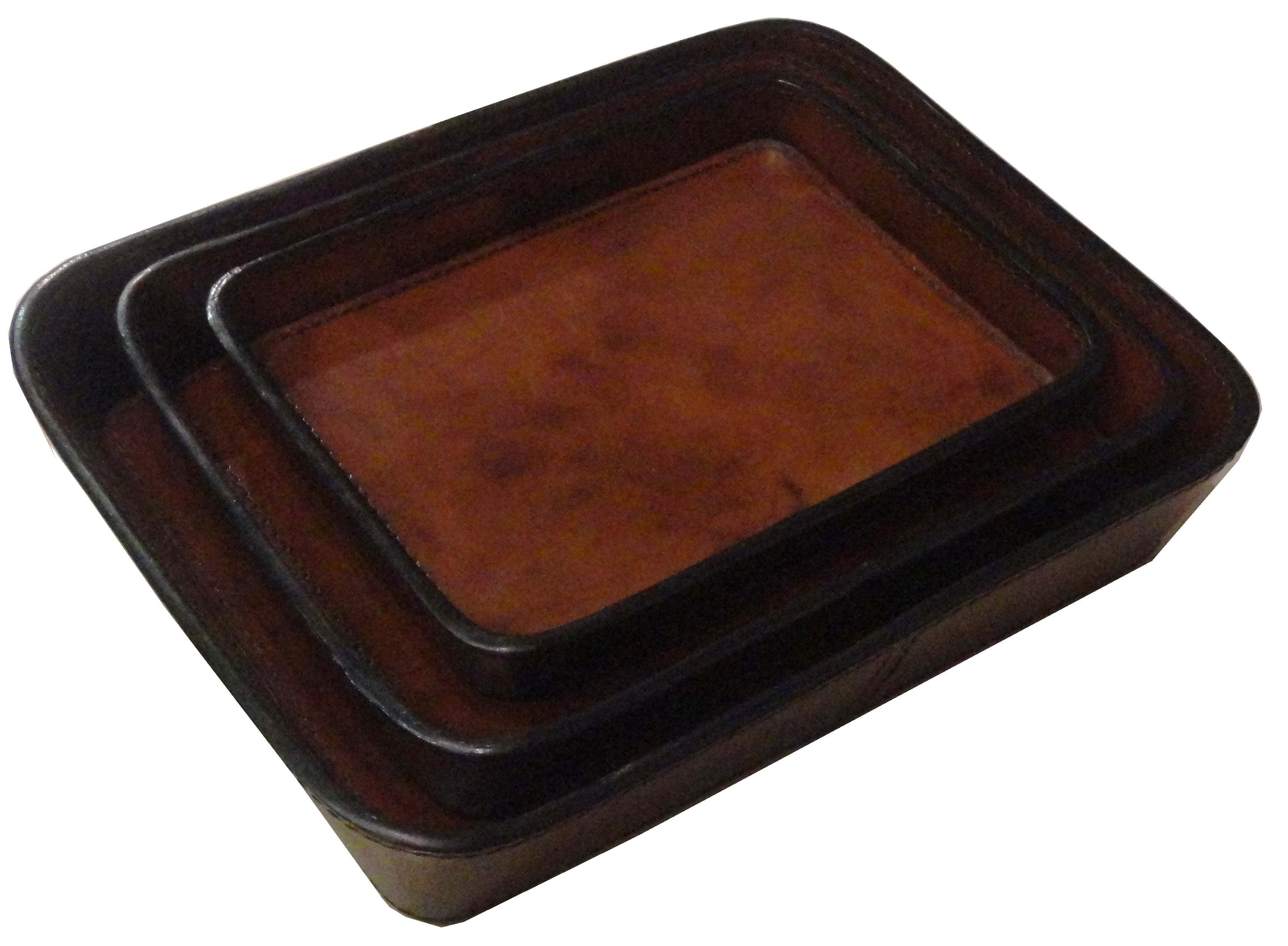 Set of 3 Rectangle Nesting Leather Tray (Available In 2 Colors)