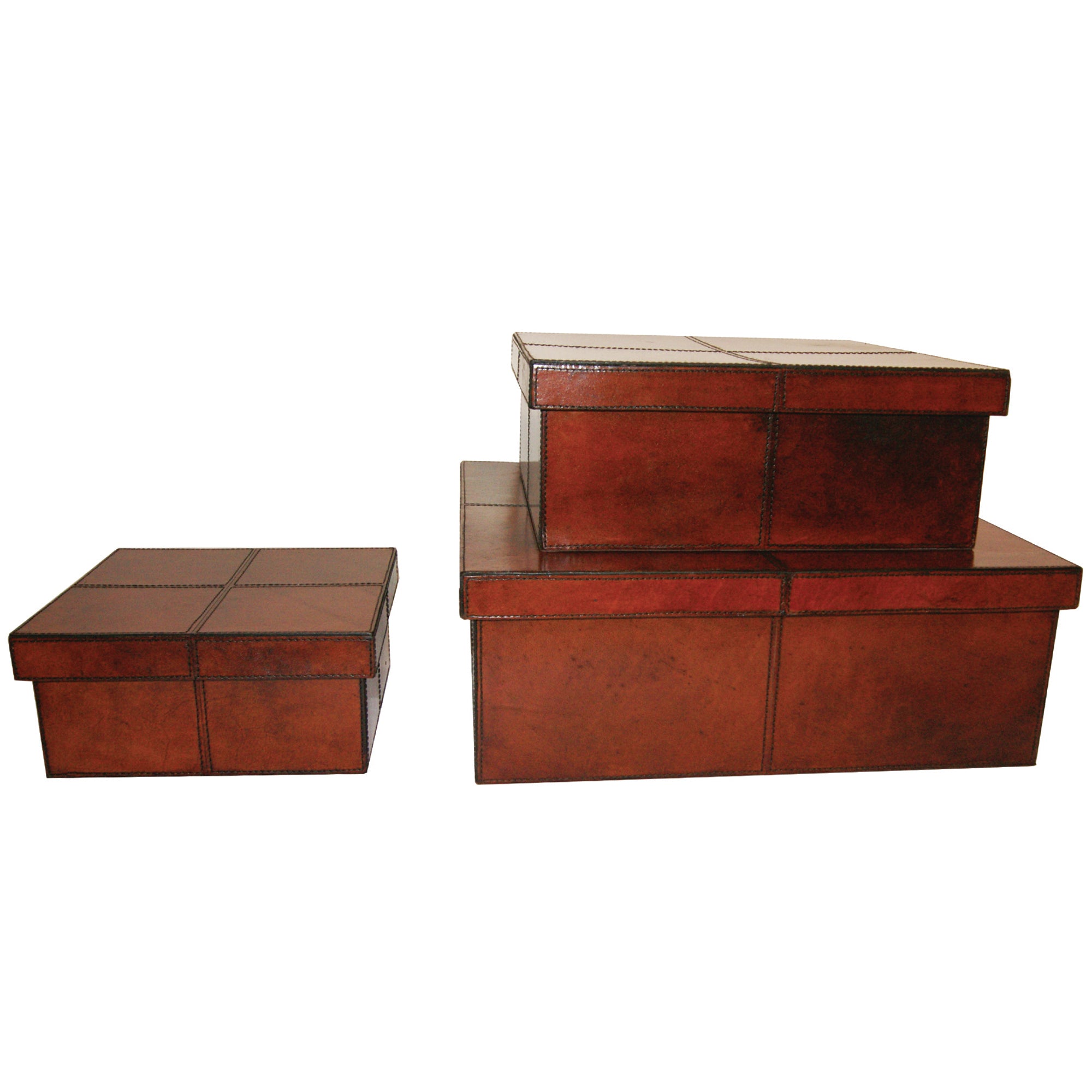 Set of 3 Square Nesting Leather Boxes (Available in 2 Colours)