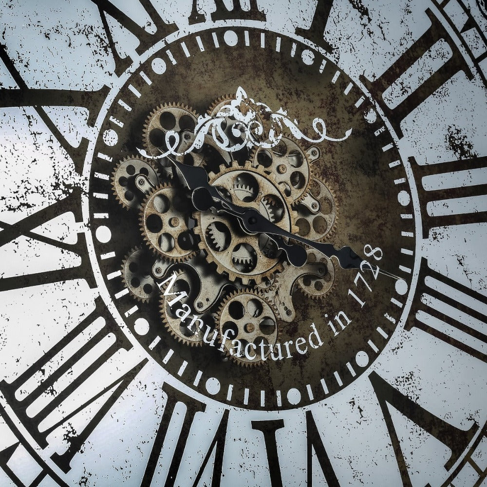 Silver Mirror 3D Mechanism Gears Wall Clock