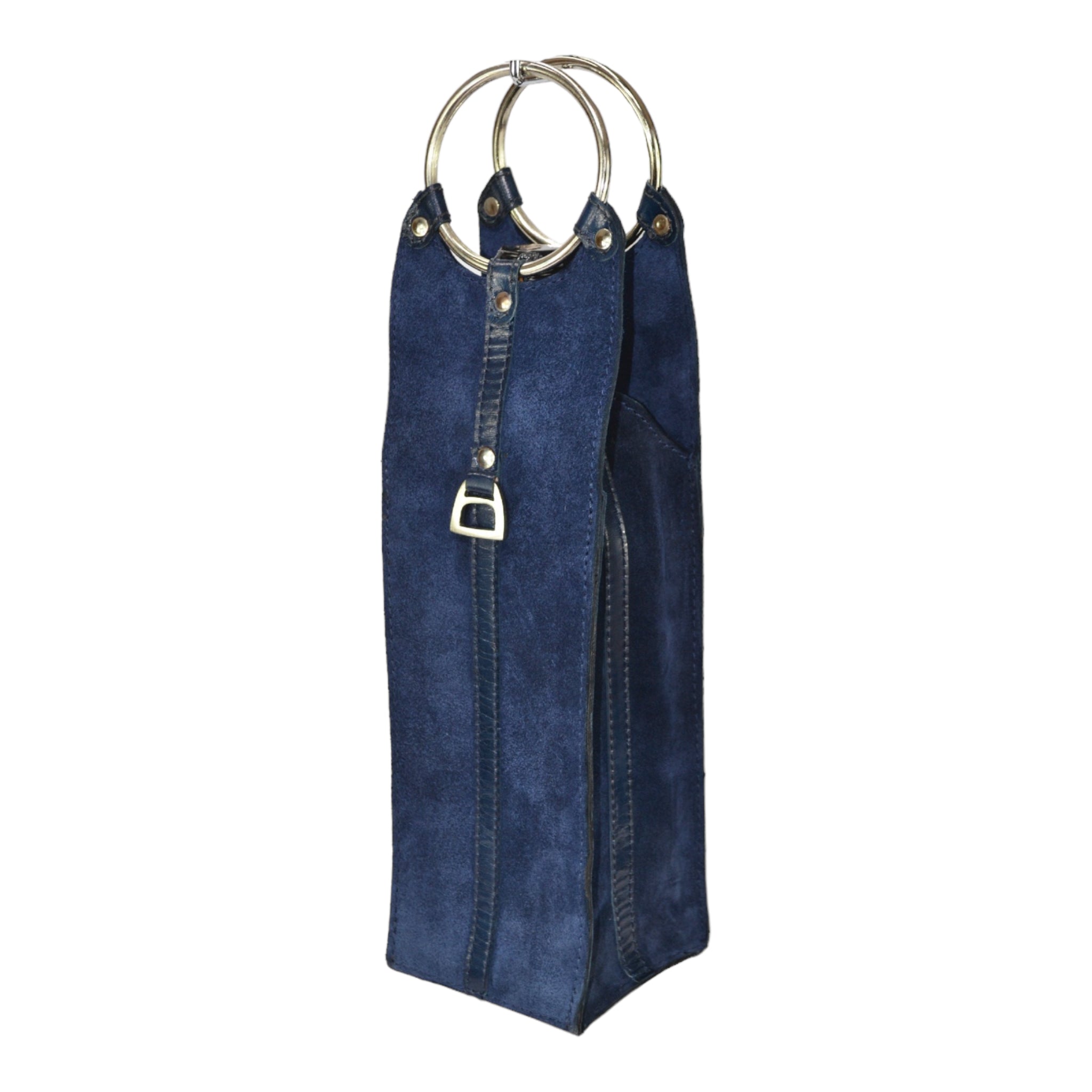 Single Wine Holder W/ Ring Handles Leather Suede (3 Colors to Choose)