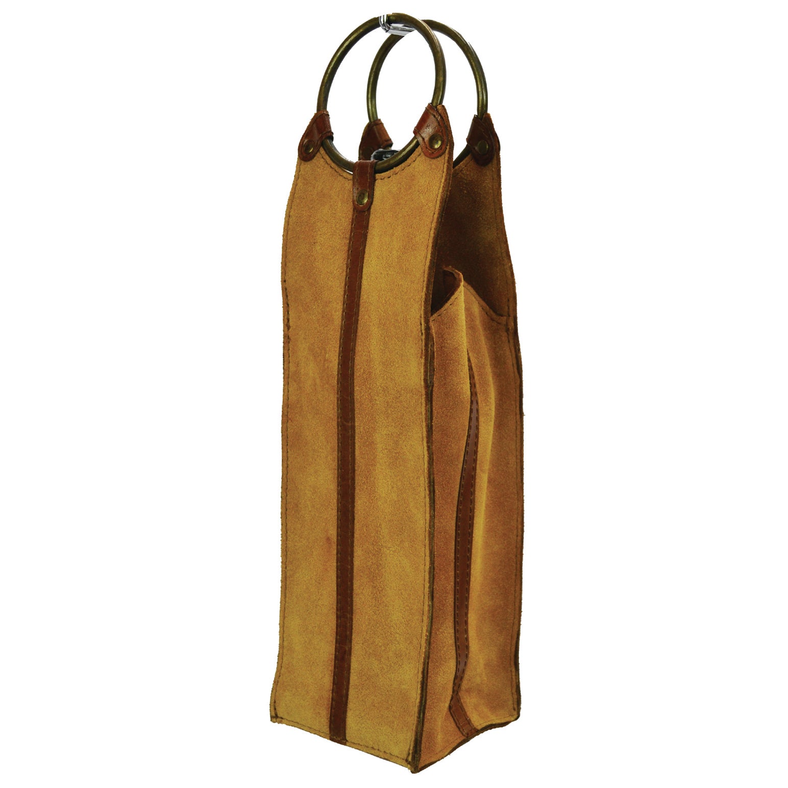 Single Wine Holder W/ Ring Handles Leather Suede (3 Colors to Choose)