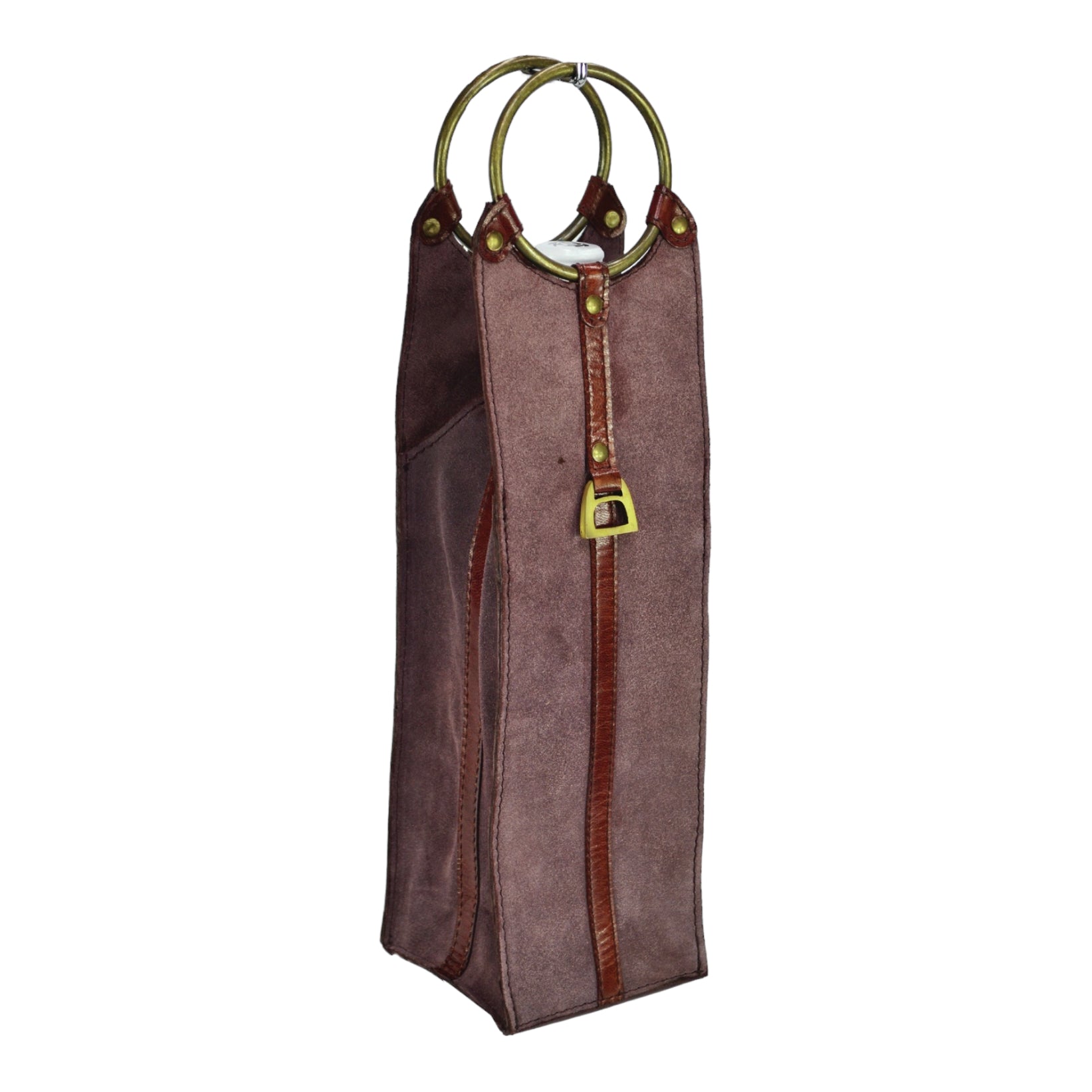 Single Wine Holder W/ Ring Handles Leather Suede (3 Colors to Choose)