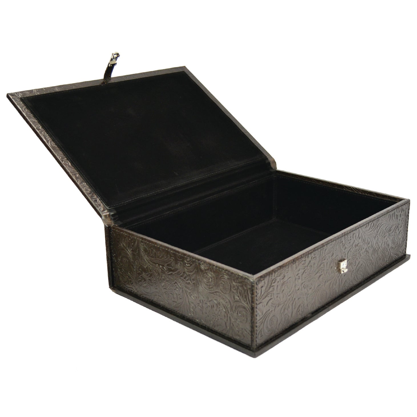Sleek Rectangle Leather Trinket Box - Black Print