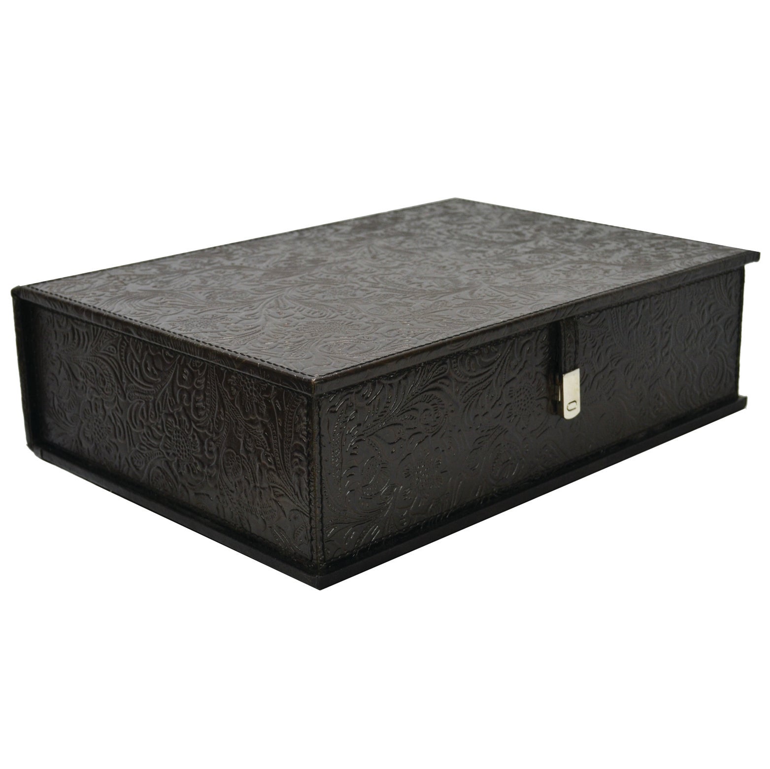 Sleek Rectangle Leather Trinket Box - Black Print