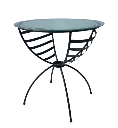 Steel Tubed Glass-Top Circle Outdoor Table (Available in 2 Colors)