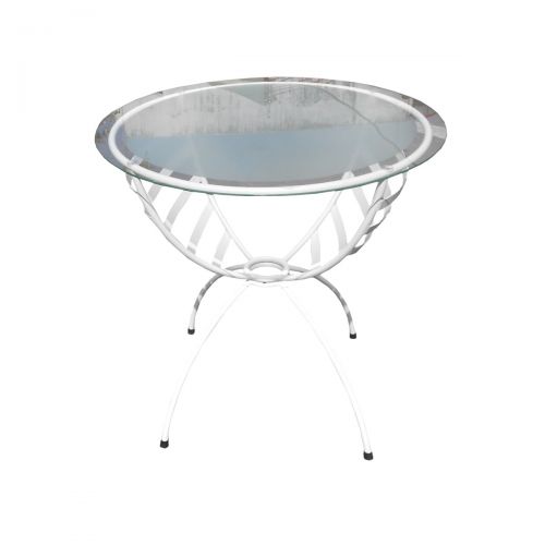 Steel Tubed Glass-Top Circle Outdoor Table (Available in 2 Colors)