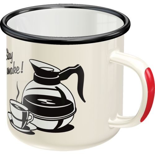 "Strong Coffee Served Here" Enamel Coffee Mug
