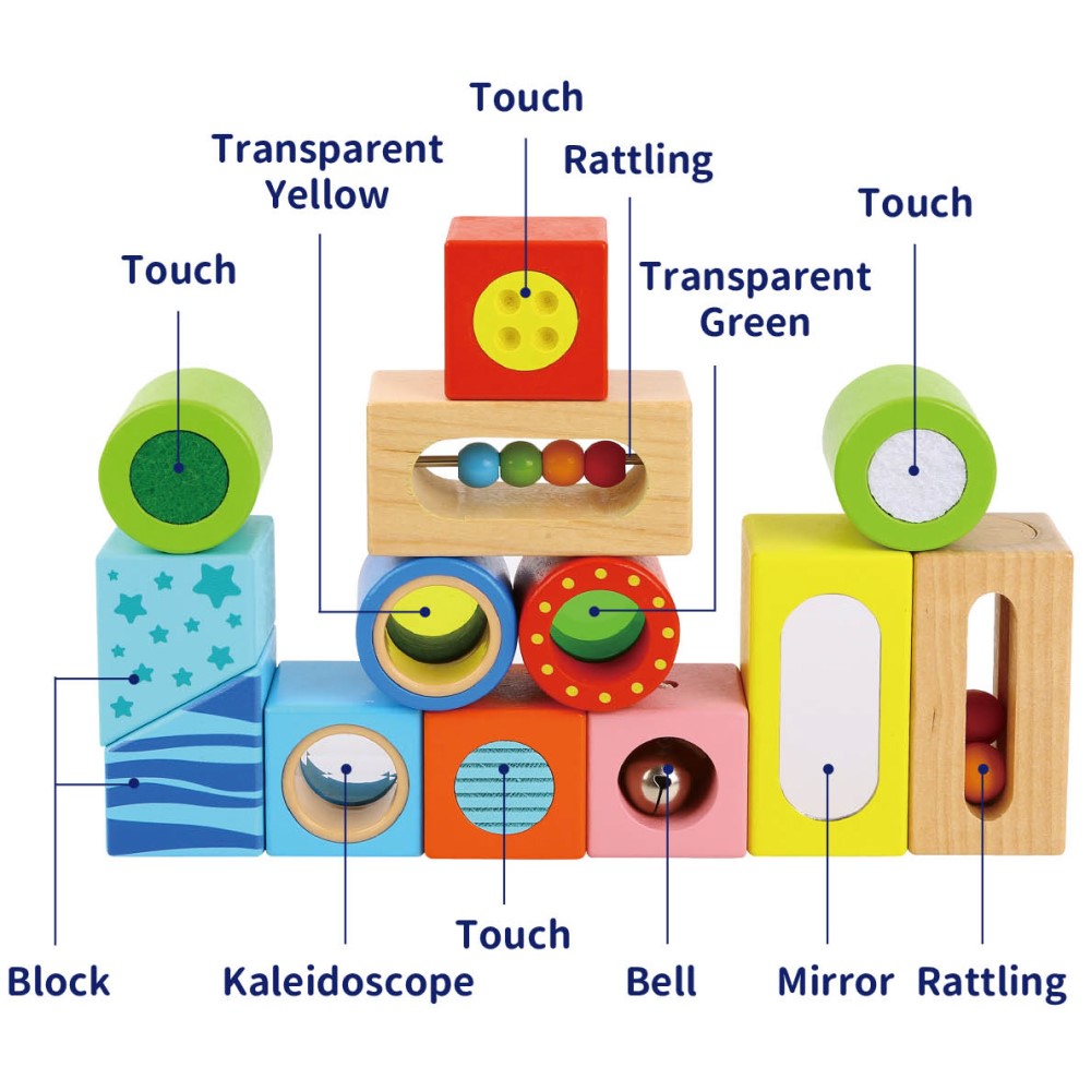 Toddlers Multi-Sensory Wooden Toy Blocks