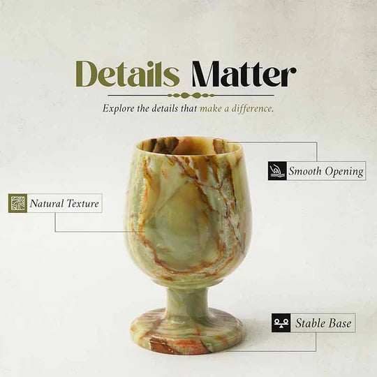 Handcrafted Natural Marble Wine Glasses - Green