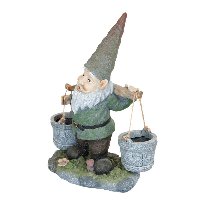 Vivid Water Picking Gnome Planters Statue