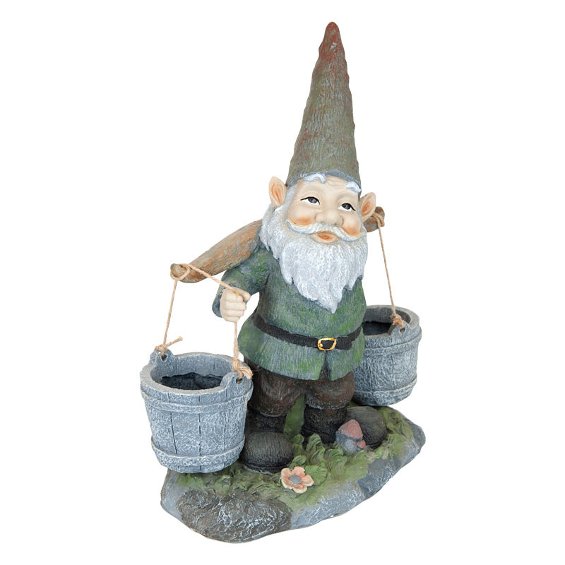 Vivid Water Picking Gnome Planters Statue